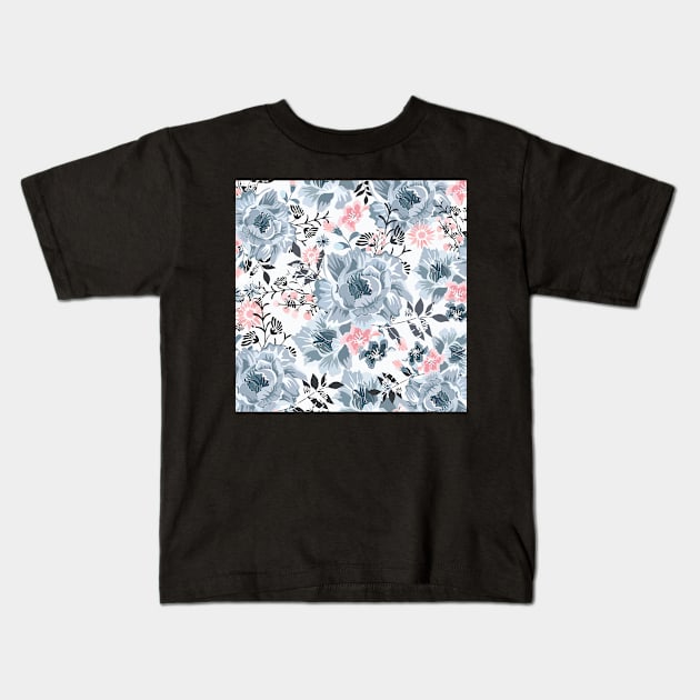 Colorful hand draw flowers Kids T-Shirt by peace and love